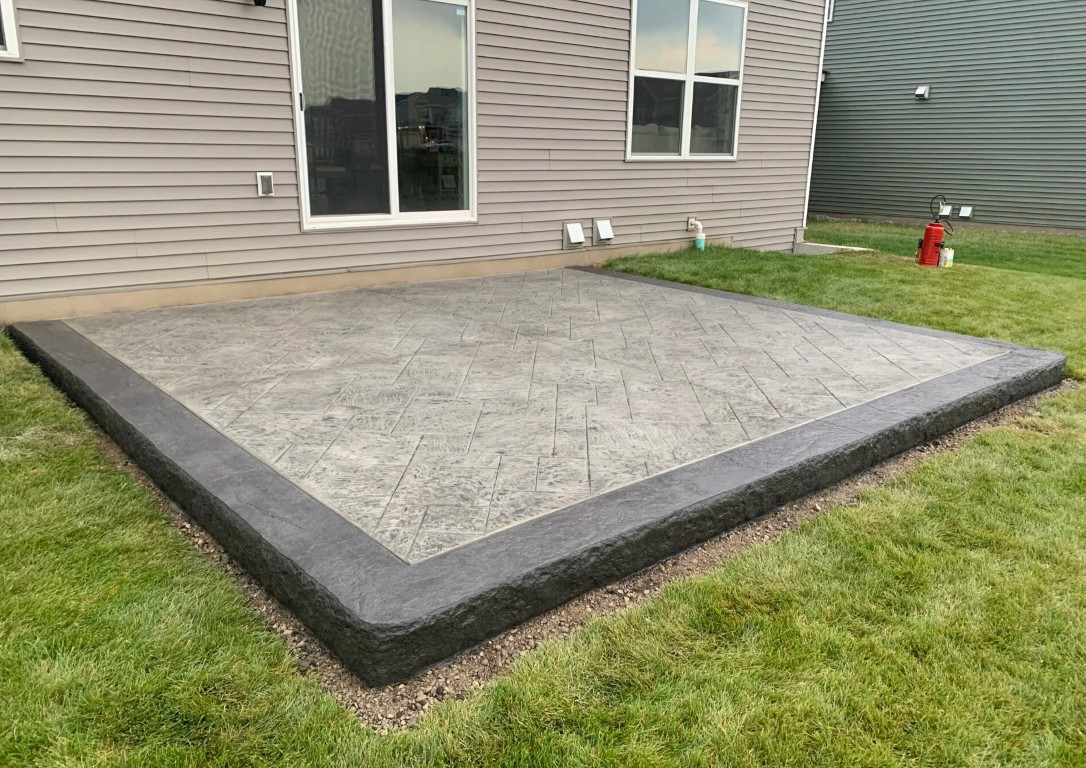 Stamped decorative concrete patio in Leominster, MA
